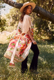 Cream Floral Kimono Duster