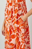 Orange Floral Tie Strap Maxi