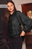 Semi Sheer Jacquard Floral Top in Black