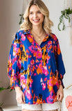 Royal Blue Abstract Print Top
