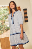 Stripe Contrast Blue Stripe Dress