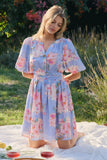Periwinkle Floral & Eyelet Dress