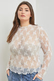 Sheer Floral LS Top in White