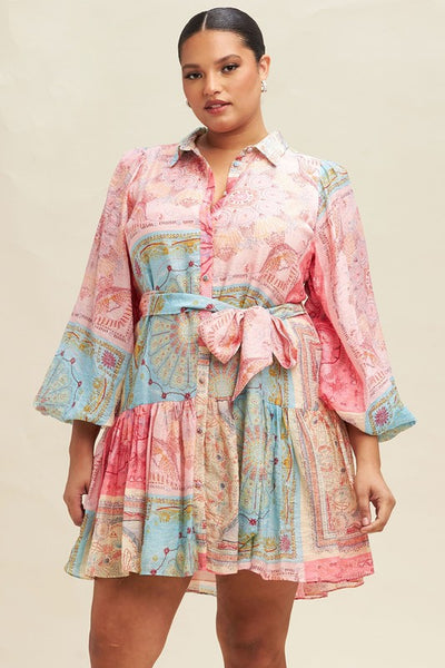 Multi Print Colour Shirt Dress