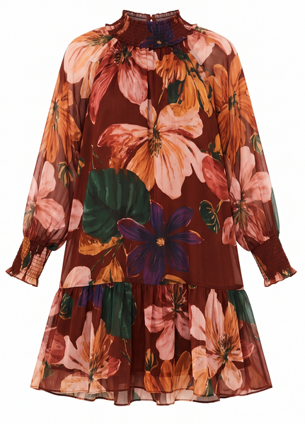 Warm Floral Flowy Dress
