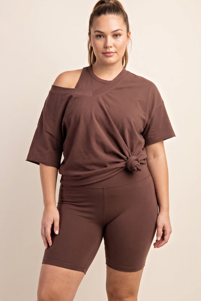 Essential Reversible Cotton Tee in Brown