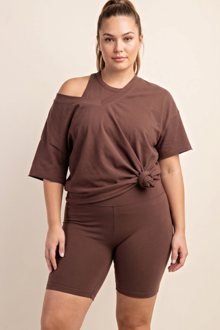 Essential Reversible Cotton Tee in Brown