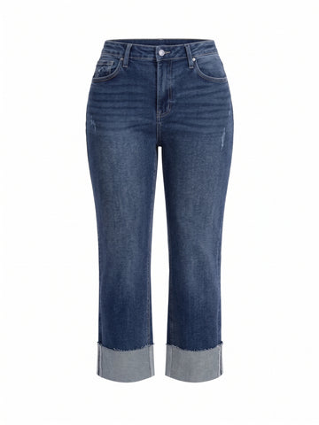 Slim Straight Cuffed Denim