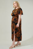 Cognac Floral Midi/Maxi with Slit