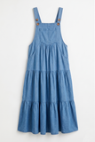 Denim Overalls Tiered Dress