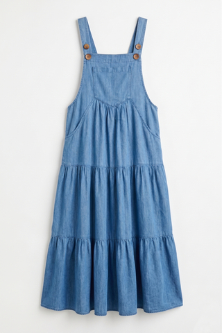 Denim Overalls Tiered Dress