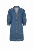 Zipper Front Denim Dress