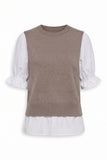 Embroidered Sweater Vest Twofer