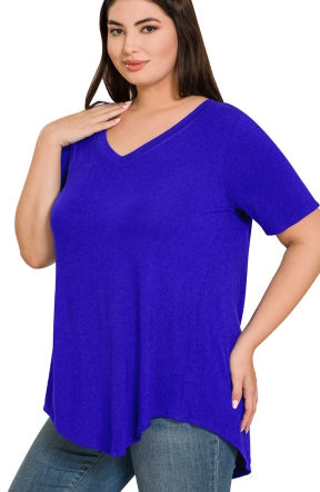 Essential V Neck Scoop Tee in Royal