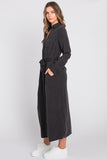 Washed Black Denim Maxi Shirt Dress