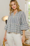 Multi Stripe Baby Doll Top
