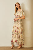 Floral Applique Tulle Maxi in Cream