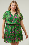 Green with Pink Floral Dress