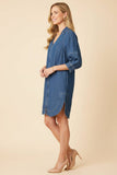 Zipper Front Denim Dress