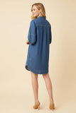 Zipper Front Denim Dress
