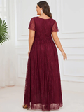 Lace Ruffle Gown in Merlot