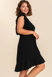 Flutter Sleeve Button Linen Dress