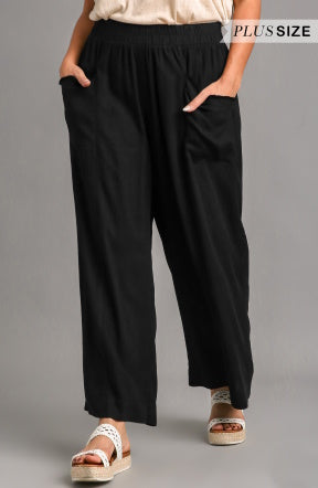 Double Pocket Linen Pant in Black