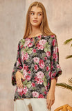 Magenta & Charcoal Floral Top