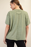 Mineral Wash Cotton Boxy Tee in Olive