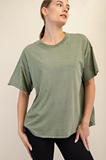 Mineral Wash Cotton Boxy Tee in Olive