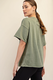 Mineral Wash Cotton Boxy Tee in Olive