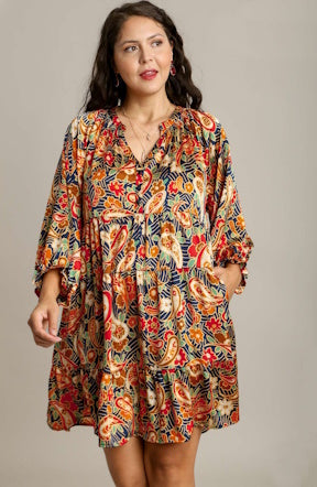 Navy paisley outlet dress