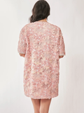 Pink Floral Applique Sequins & Pearl Dress