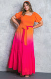 Orange to Pink Colour Melt Dress