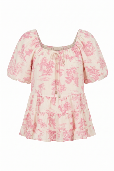 Pink Print Tiered Top