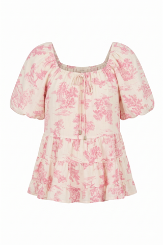 Pink Print Tiered Top