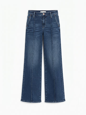 Pintuck Wide Leg Denim