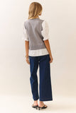 Embroidered Sweater Vest Twofer