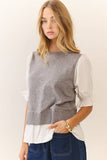 Embroidered Sweater Vest Twofer