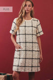 Shimmery Tweed Dress in Ivory