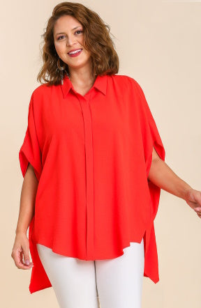 Button Down Flow Top in Red