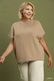 Mock Neck Short Sleeve Sweater in Latte