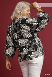 Black and White Floral Scallop Top