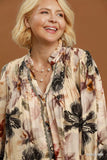 Warm Mixed Floral Button Up Top