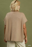 Mock Neck Short Sleeve Sweater in Latte