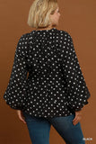 Polka Dot Top with V Neck in Black