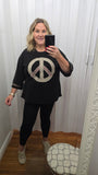 French Terry Peace Patchwork Sweater in Ash
