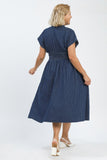 Pinstripe Denim Smocked Waist Dress