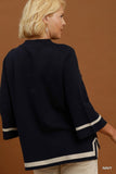 Contrast Trim Soft Sweater in Navy