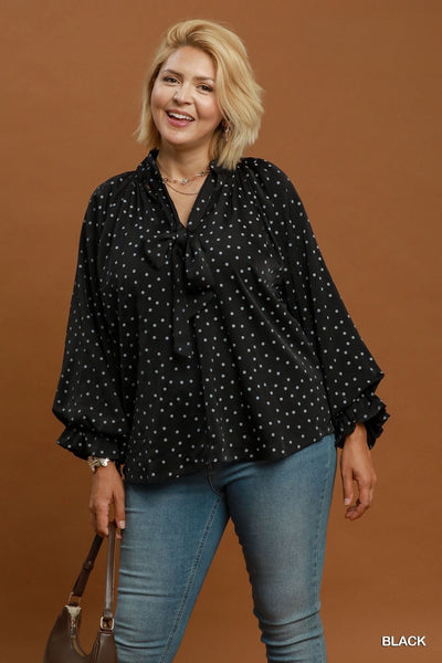 Matte Satin Polka Dot Top